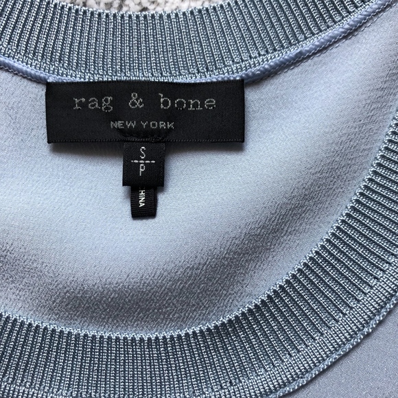 Rag & Bone Sora silk and knit combo top, blue - Picture 5 of 5